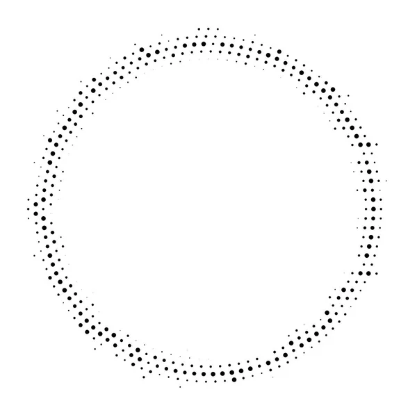 Meio-tom fundo pontilhado distribuído circularmente. Padrão vetorial de efeito de meio-tom . — Vetor de Stock