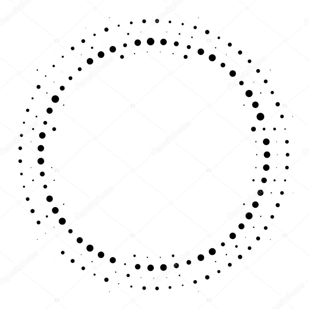 Halftone dotted background circularly distributed. Halftone effect vector pattern.