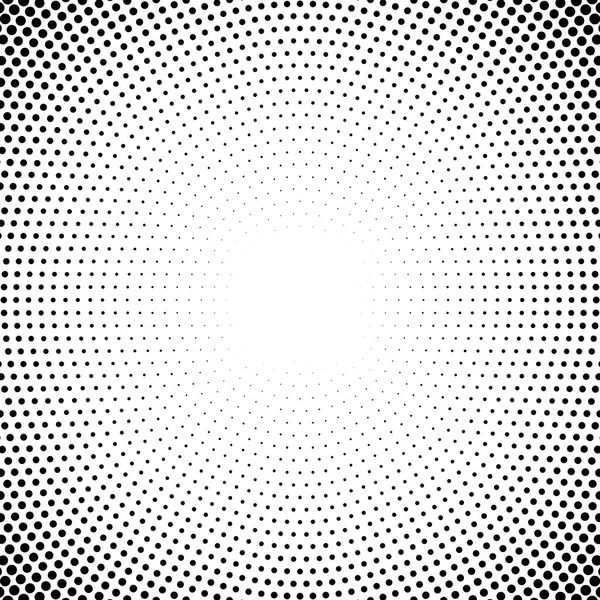 Halftone διακεκομμένη φόντο κυκλικά διανεμηθεί. Διανυσματικό μοτίβο εφέ μισού μέτρου. Κύκλος κουκκίδες που απομονώνονται στο λευκό φόντο. — Διανυσματικό Αρχείο