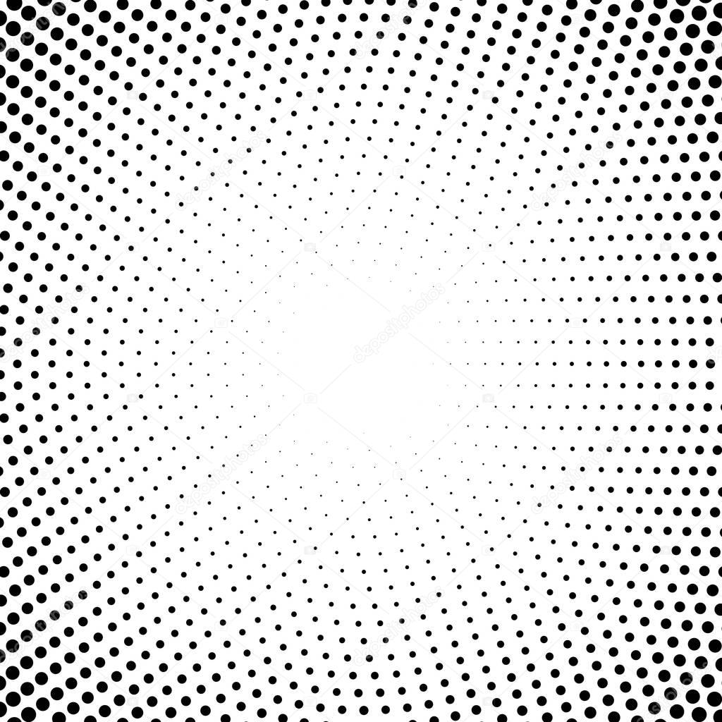 Halftone dotted background circularly distributed. Halftone effect vector pattern. Circle dots isolated on the white background.