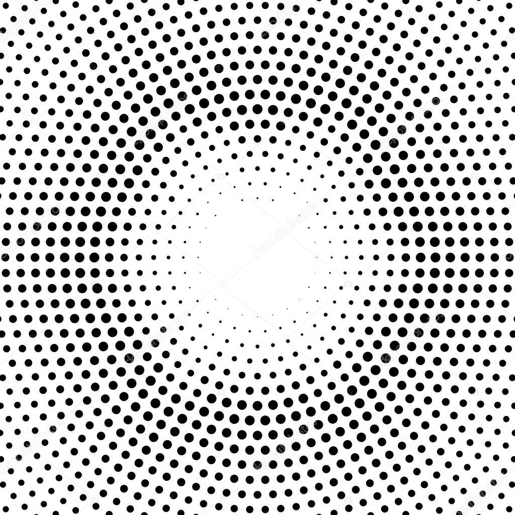 Halftone dotted background circularly distributed. Halftone effect vector pattern. Circle dots isolated on the white background.