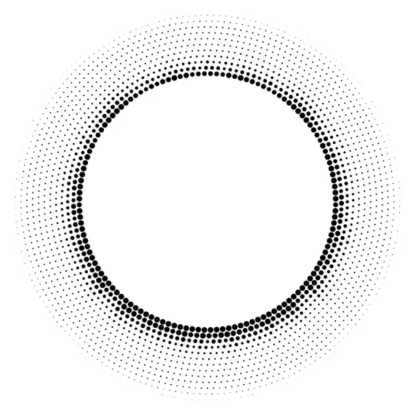 Halftone gestippelde achtergrond circuleert verspreid. Halftone effect vectorpatroon. Cirkel stippen geïsoleerd op de witte achtergrond. — Stockvector