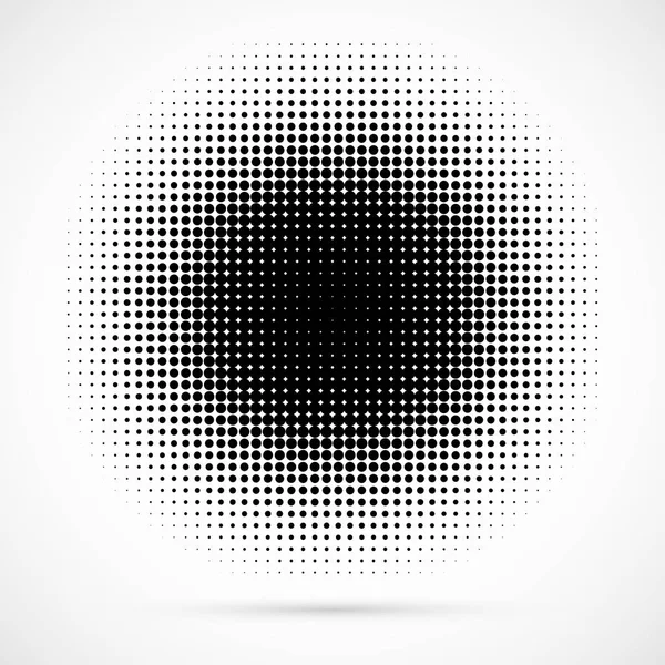 Fond pointillé demi-ton distribué circulairement. Motif vectoriel effet demi-teinte. Cercle de points isolés sur le fond blanc . — Image vectorielle