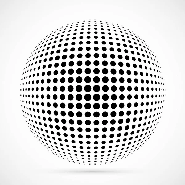 Weiße 3D-Vektor Halbtonsphere.dotted sphärischen background.logo Vorlage mit shadow.dots isoliert auf dem weißen Hintergrund. — Stockvektor