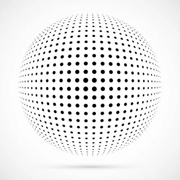 Weiße 3D-Vektor Halbtonsphere.dotted sphärischen background.logo Vorlage mit shadow.dots isoliert auf dem weißen Hintergrund. — Stockvektor