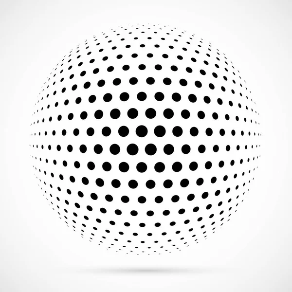 Weiße 3D-Vektor Halbtonsphere.dotted sphärischen background.logo Vorlage mit shadow.dots isoliert auf dem weißen Hintergrund. — Stockvektor