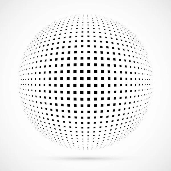 Белый 3D вектор halftone sphere.Dotted сферический background.Logo шаблон с shadow.Dots изолированы на белом фоне . — стоковый вектор