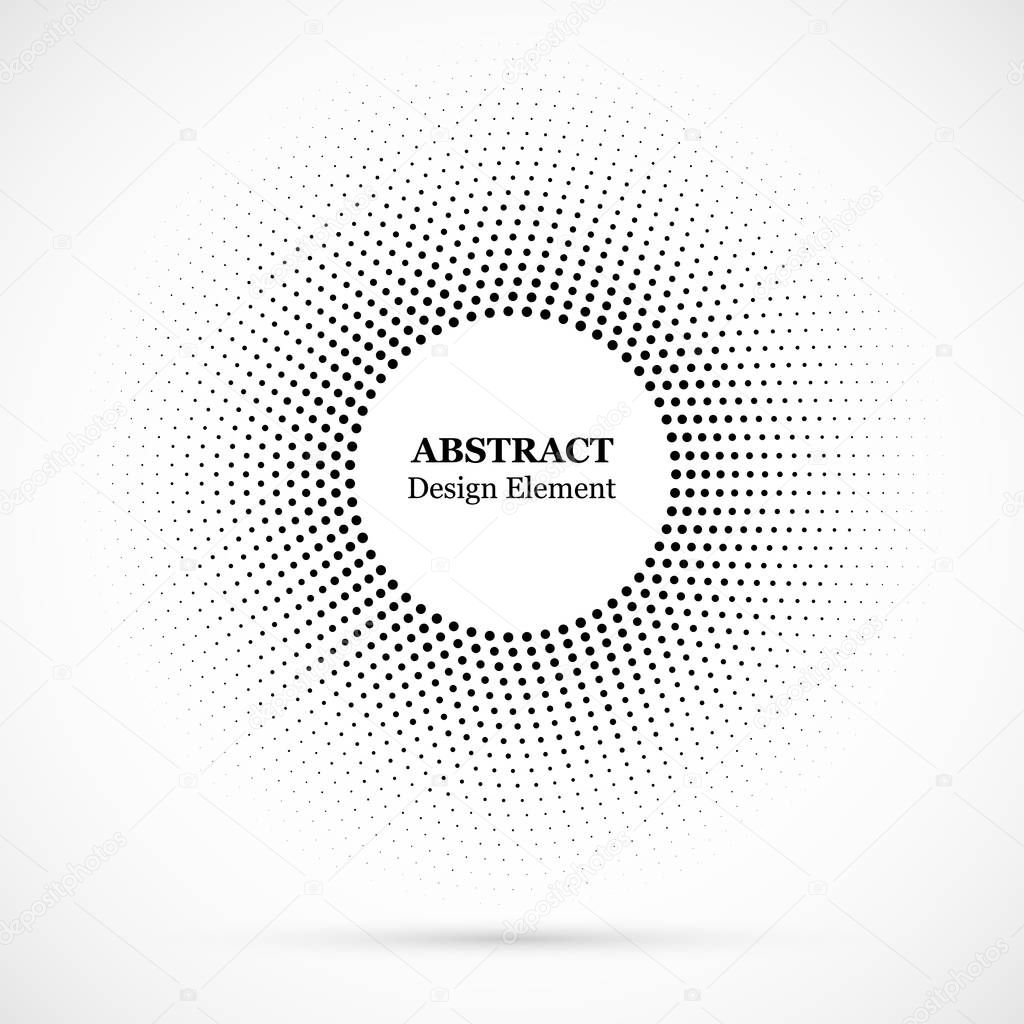 Halftone dotted background circularly distributed. Halftone effect vector pattern. Circle dots isolated on the white background.