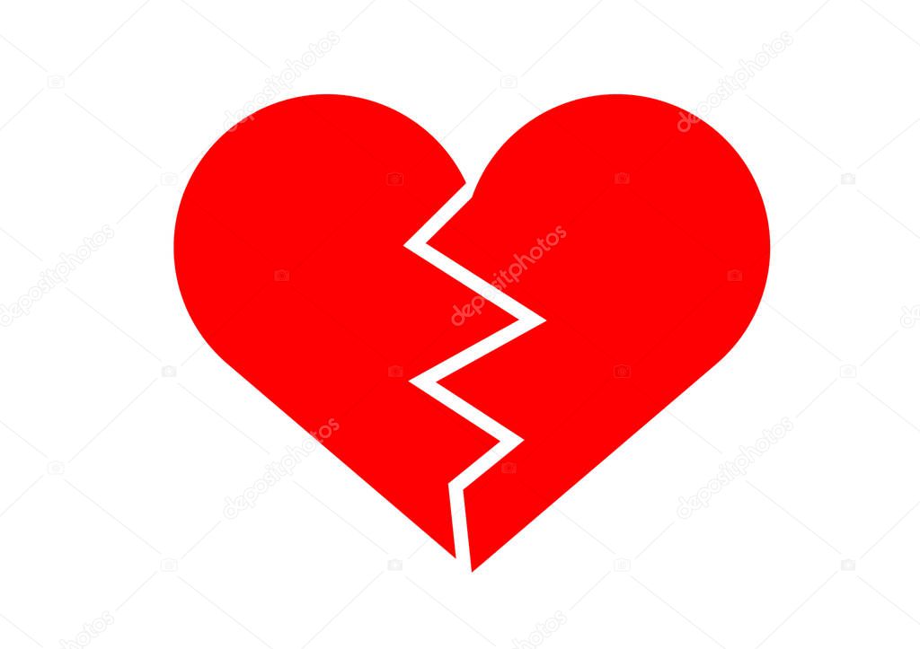 broken heartbreaking Red heart shape symbol love, Valentine Day, pattern for background