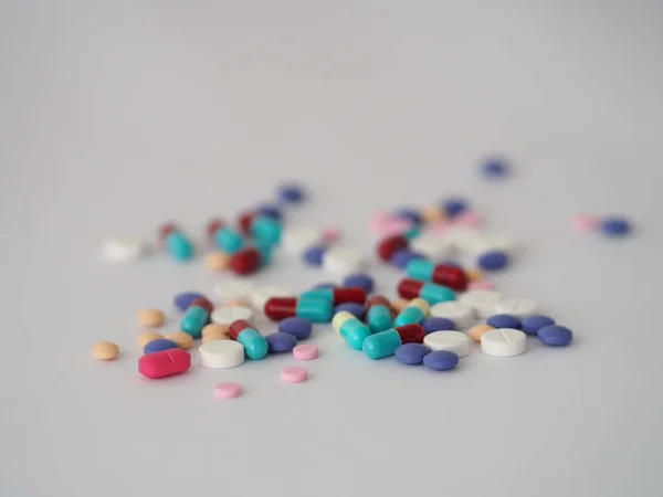 Compresse Pillole Capsula Mucchio Mix Farmaci Terapia Molti Colori Colorato — Foto Stock