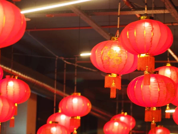 Röda Kina Lykta Hängande Taket Gott Nytt Kina — Stockfoto