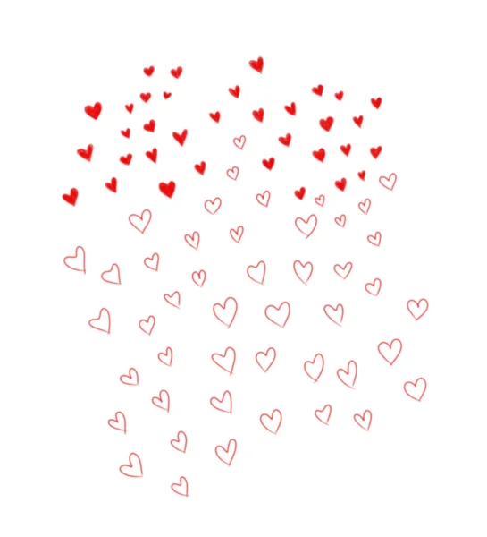 Draw Many Hearts White Background Valentine Day — 스톡 사진
