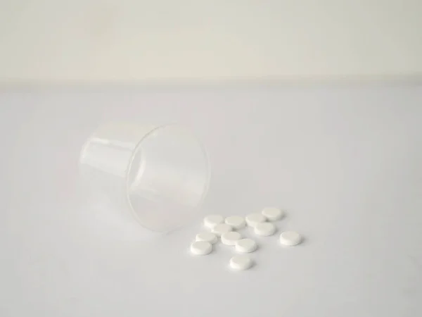 Compresse Colore Bianco Pillole Capsula Mucchio Mix Farmaci Terapia Con — Foto Stock