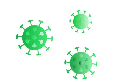 Coronavirus, covid-19, beyaz arka planda yeşil renkli grafik grubu. Örnekleme panelinde kusursuz desen