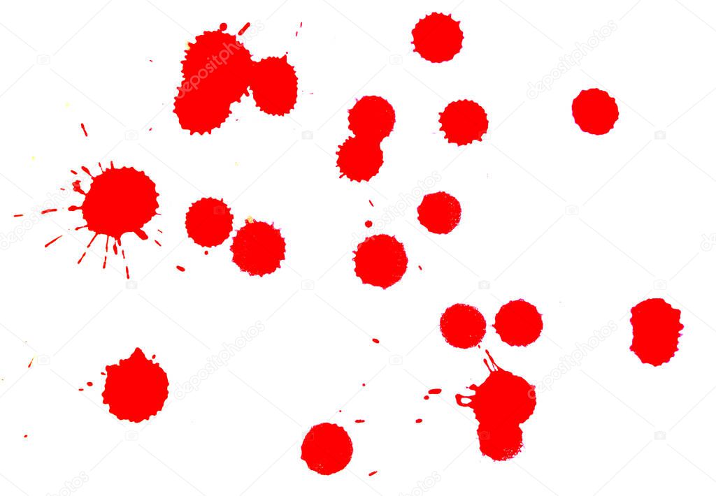 Red drops Color spread on white paper for abstract artwork background