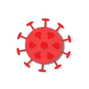 Kırmızı Coronavirus, beyaz arkaplanda covid-19 sembolü