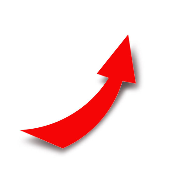 Red paper cut into arrows abstract on white background