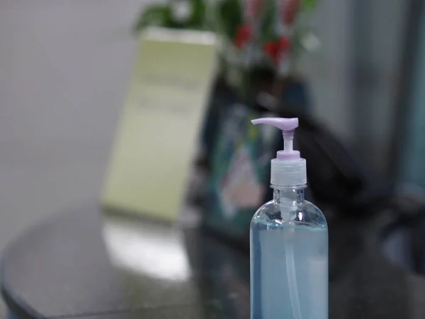 Desinfectante Manos Mezcla Gel Alcohólico Con Gelatina Botella Plástico Transparente — Foto de Stock