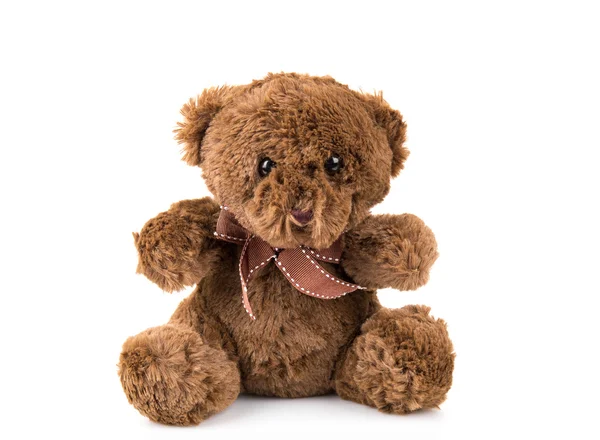 Teddybär auf isoliertem Hintergrund. Bogen niedlich Kunst schön Liebe Boden b — Stockfoto