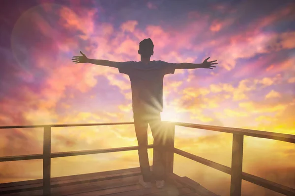 Man Worship God Morning View — Stock Photo, Image