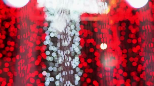 Bokeh Festivo Vermelho Luz Fundo Natal Abstrato Elegante Desfocado Brilho — Vídeo de Stock