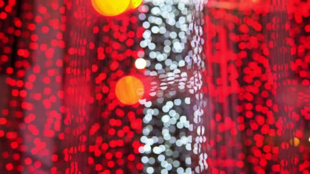 Röd Festlig Bokeh Ljus Jul Bakgrund Abstrakt Elegant Defocused Glitter — Stockvideo