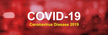 Bulanık hastane laboratuarı panoramik arka planında koronavirüs salgını. COVID-19 virüsü WUHAN Çin salgınından sosyal Asyalı bilim adamı aşısı için küresel durgunluk kavramına