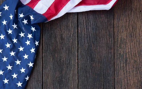 Amerika Flagge Schwenkend Muster Auf Holzgrund Tischplatte Ansicht Rot Blau — Stockfoto