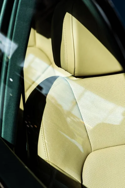 Kyiv Ukraine October 2019 Selective Focus Leather Car Seats Luxury — Stock Photo, Image