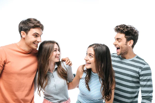 Excited Friends Screaming Celebrating Isolated White — Stock Photo, Image