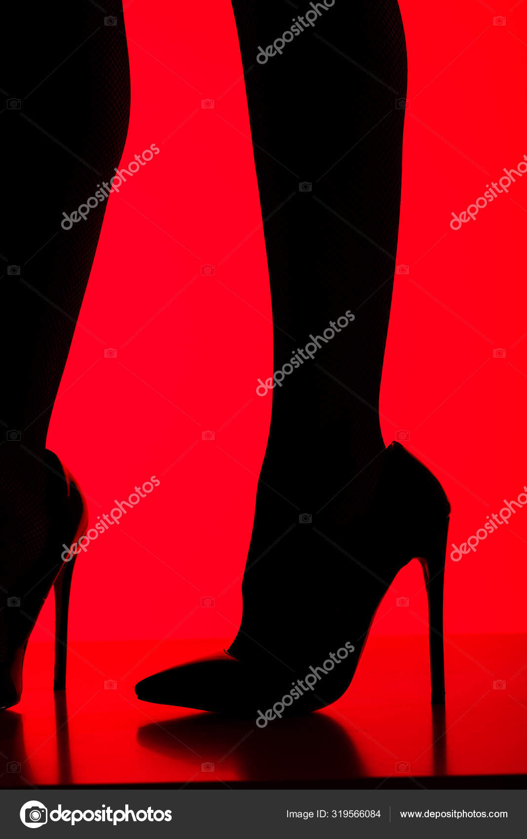 Cropped View Silhouette Sexy Woman Heels Standing Table Isolated Red Stock Photo By C Haydmitriy 319566084