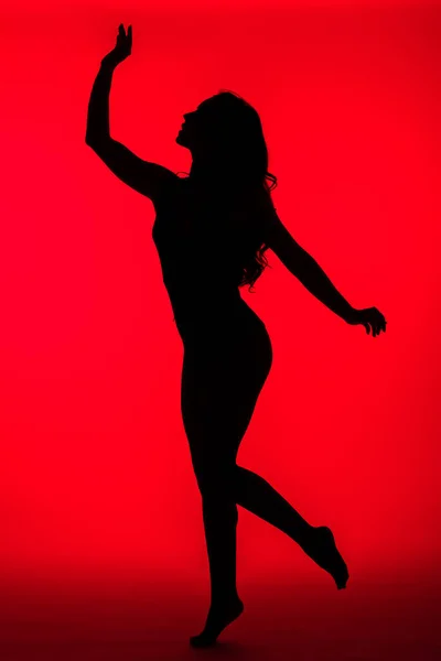Black Silhouette Sexy Woman Red — Stock Photo, Image