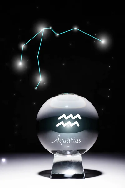 Crystal Ball Aquarius Zodiac Sign Isolated Black Constellation — Stock Photo, Image