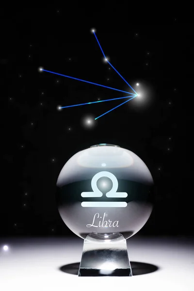 Boule Cristal Avec Signe Zodiaque Balance Isolé Sur Noir Avec — Photo