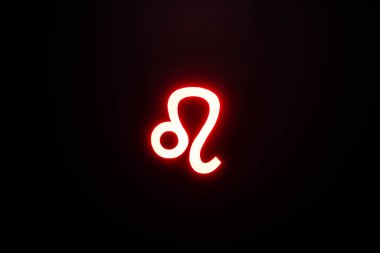 red illuminated Leo zodiac sign isolated on black clipart
