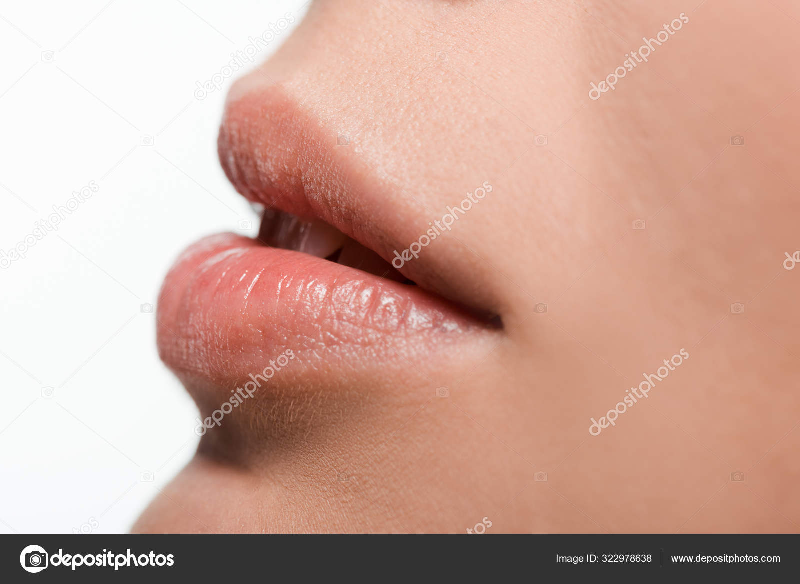 Close Young Woman Shiny Lip Gloss Lips Stock Photo C Haydmitriy