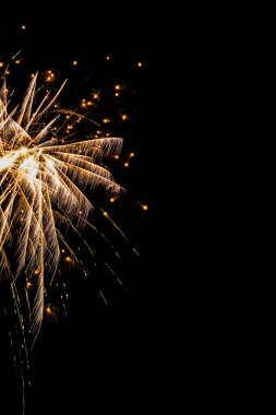golden festive fireworks on party, isolated on black clipart