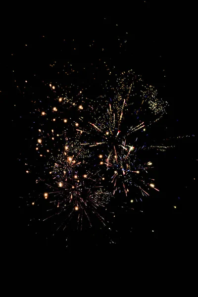 Traditional Orange Fireworks Dark Night Sky Isolated Black — Stock Photo, Image