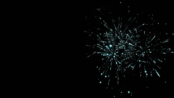 Green Festive Fireworks Dark Night Sky Isolated Black — Stock Photo, Image