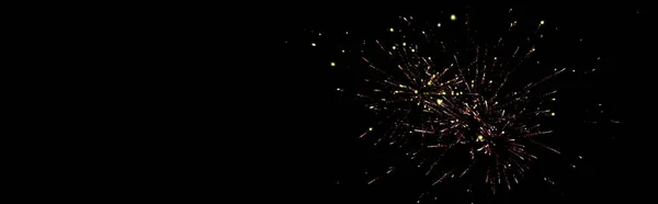 Panoramic Shot Festive Fireworks Party Isolated Black — Stock Photo, Image