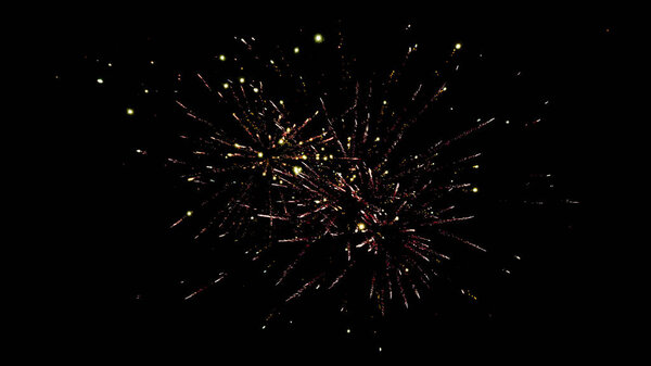 background with festive fireworks on party, isolated on black