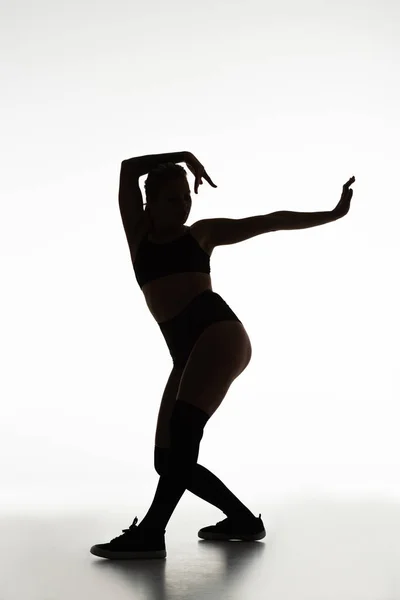 Silhouette Sexy Girl Twerking Isolated White — Stock Photo, Image