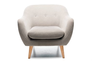 comfortable grey modern armchair on white clipart