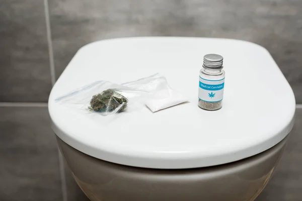 Marijuana Buds Cocaine Medical Cannabis Toilet Bowl — Stock Photo, Image