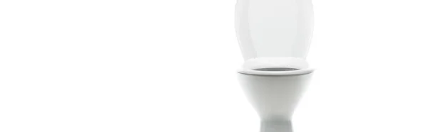 Керамічна Чиста Чаша Туалету Ізольована Білому Панорамний Знімок — стокове фото