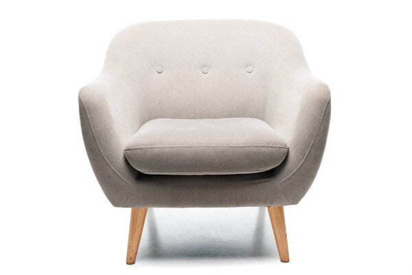 comfortable grey modern armchair on white