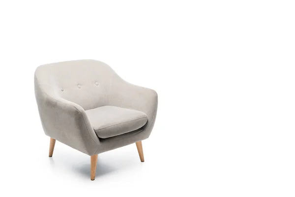 Bequemer Grauer Moderner Sessel Auf Weißem Hintergrund — Stockfoto