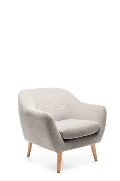 Bequemer Grauer Moderner Sessel Isoliert Auf Weiß — Stockfoto