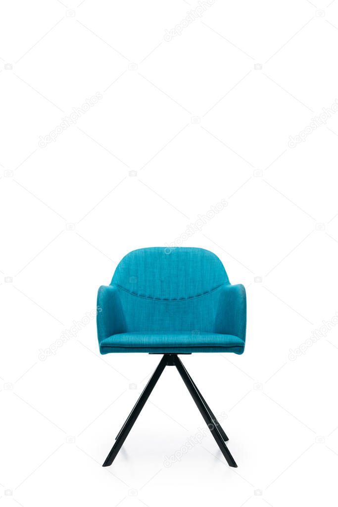 comfortable blue modern armchair isolated on white
