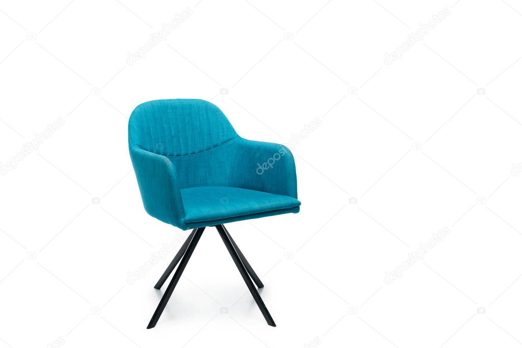 comfortable blue modern armchair isolated on white